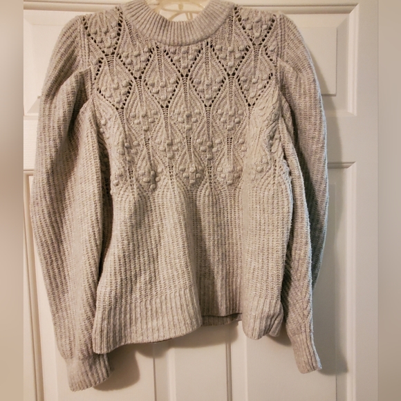 A New Day Puff Sleeve Crewneck Gray Pullover Sweater NWT - Picture 2 of 4